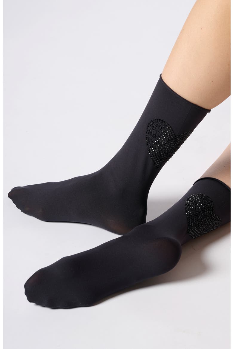 Charm Crew Socks, Alternate, color, BLACK