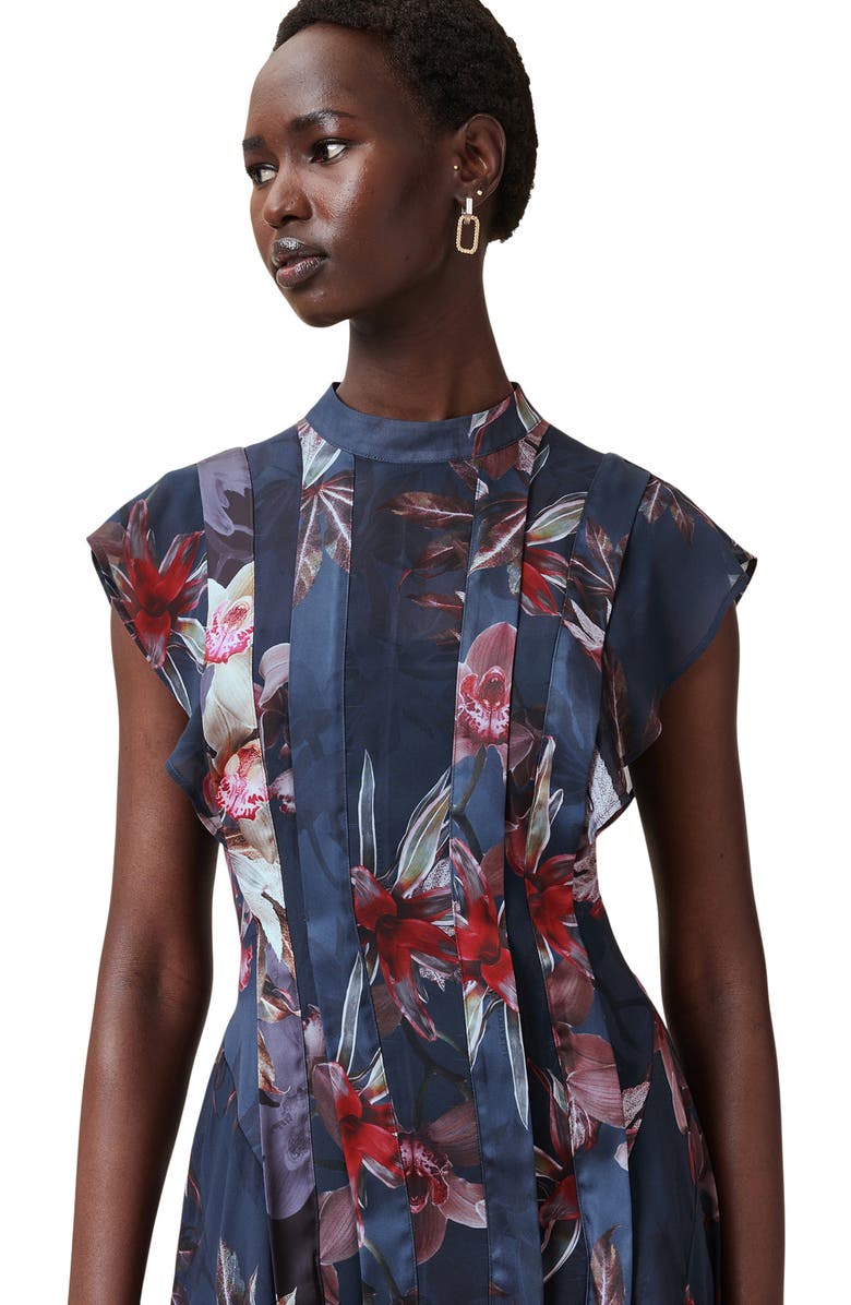 AllSaints Fleur Handkerchief Hem Dress, Alternate, color, Adena Deep Blue