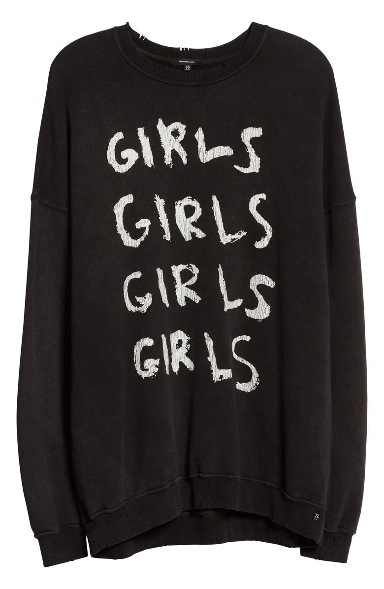 R13 Girls Girls Oversize Distressed Sweatshirt, Alternate, color, 
