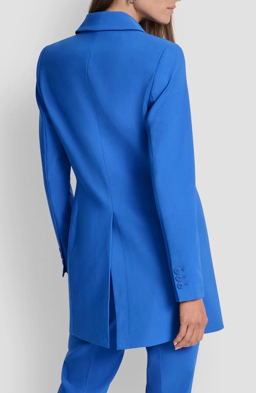 Dkny One Button Longline Blazer In Blue