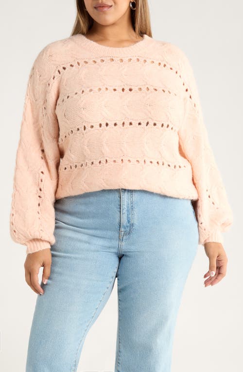 Treasure & Bond Cable Crewneck Sweater In Brown