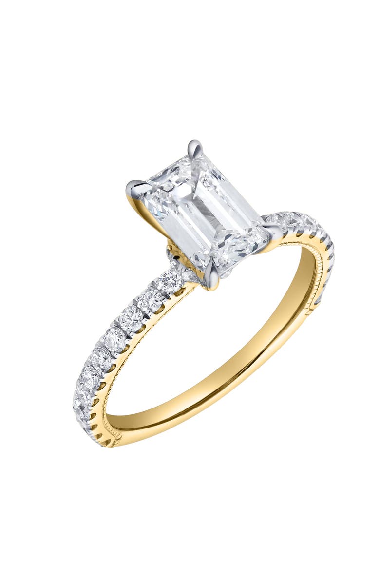 LuvMyJewelry Kiara 14K Gold Emerald Cut Lab Grown Diamond Engagement Ring - 2 ct, Alternate, color, 14K Yellow Gold
