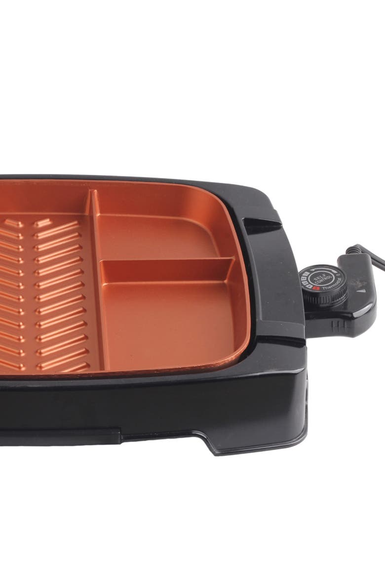 Electric Indoor Grill with Non-Stick Copper Coating, Alternate, color, Black
