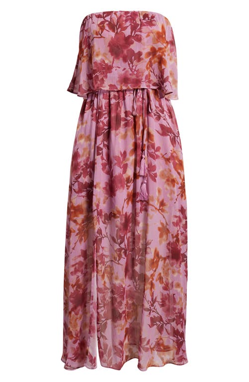Chelsea28 Tie Waist Strapless Chiffon Maxi Dress In Pink