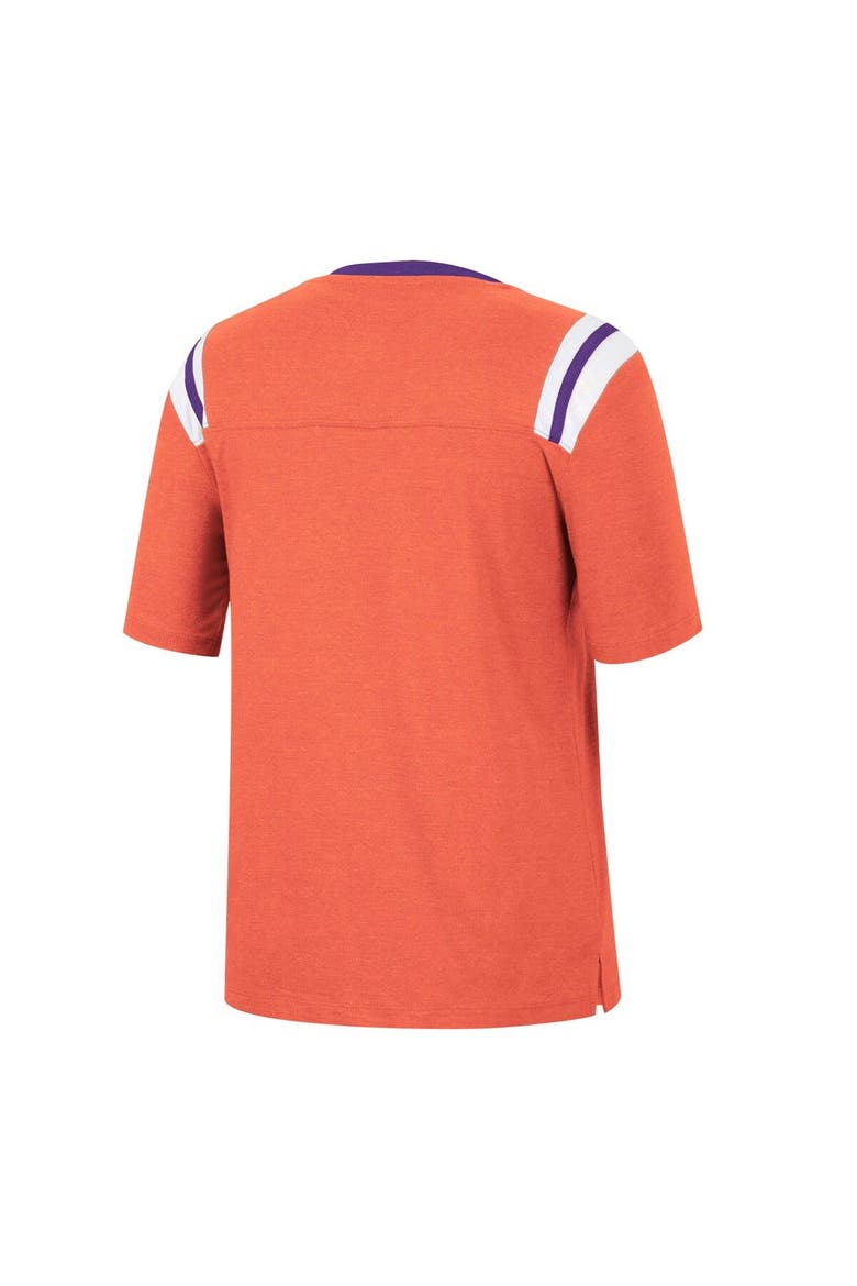 Women's Colosseum Heathered Orange Clemson Tigers 15 Min Early Football V-Neck T-Shirt, Alternate, color, Heather Orange