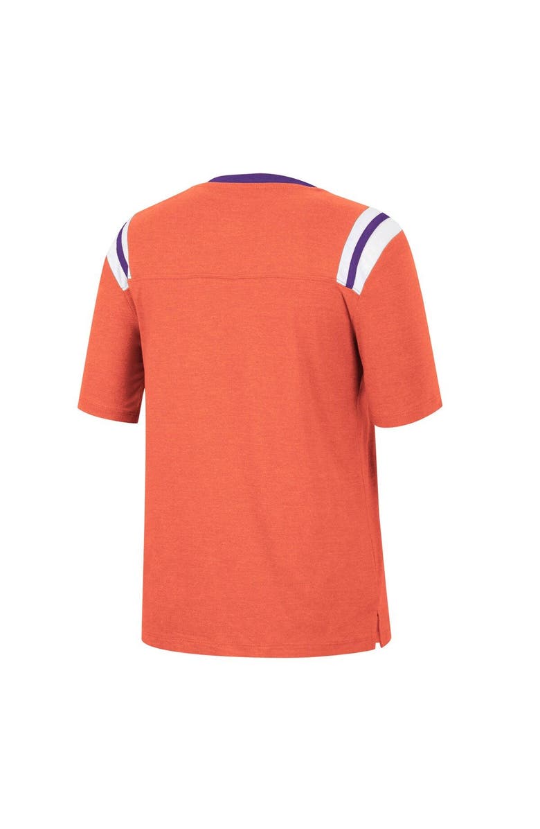 COLOSSEUM Women's Colosseum Heathered Orange Clemson Tigers 15 Min Early Football V-Neck T-Shirt, Alternate, color,