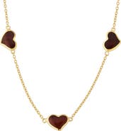Jan Leslie Triple Station Heart 20" Necklace Set In Sterling Silver With 18K Gold Overlay