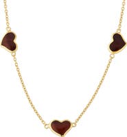 Jan Leslie Triple Station Heart 20" Necklace Set In Sterling Silver With 18K Gold Overlay