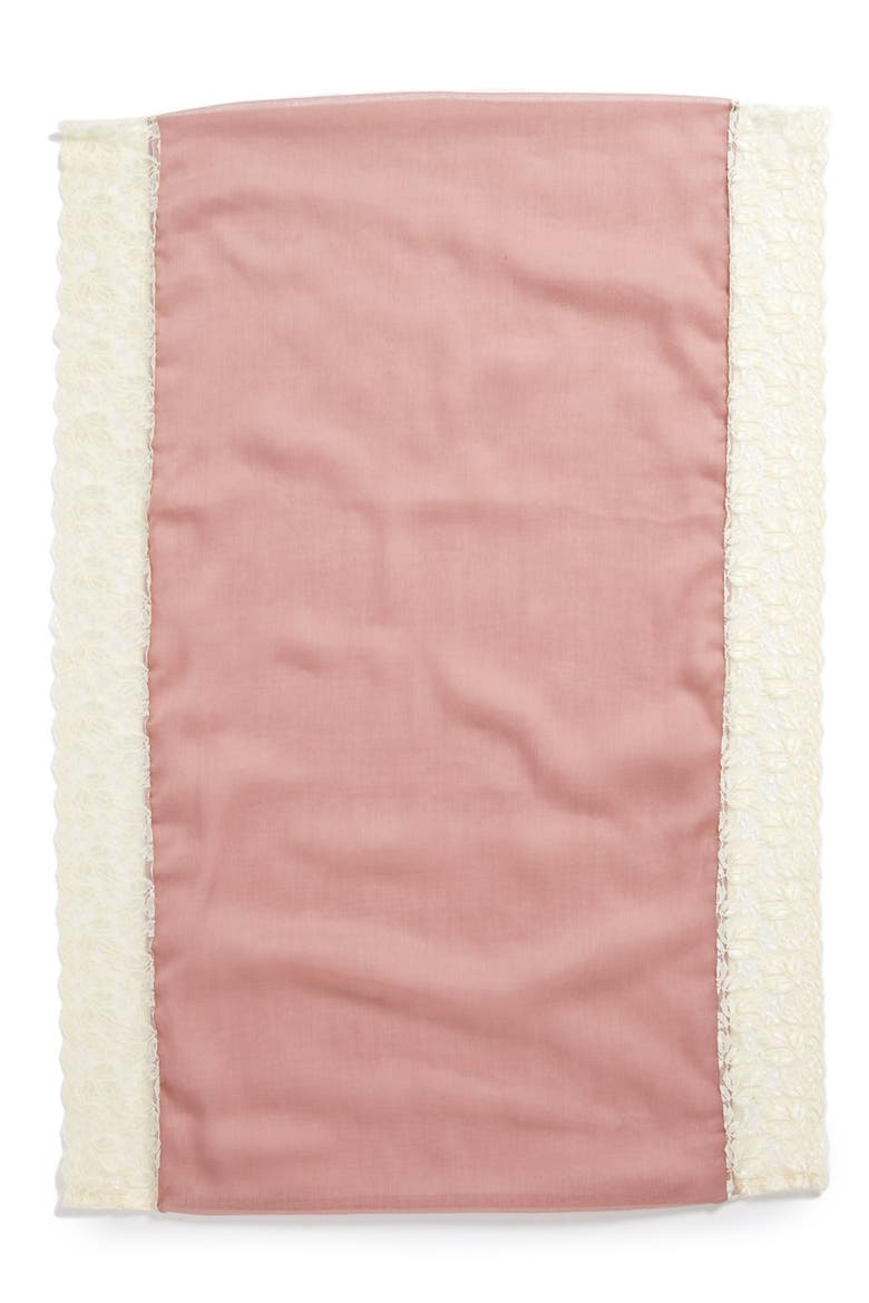 Lace Trim Infinity Scarf, Alternate, color, MAUVE IVORY