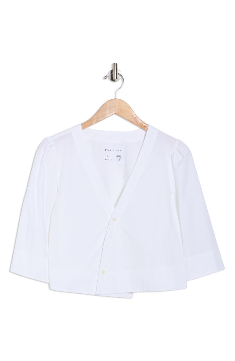 CISSA The Lady Puff Sleeve Wrap Top, Alternate, color, Optic White