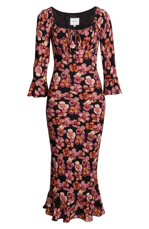 Reformation Kiley Floral Print Midi Dress In Burgundy