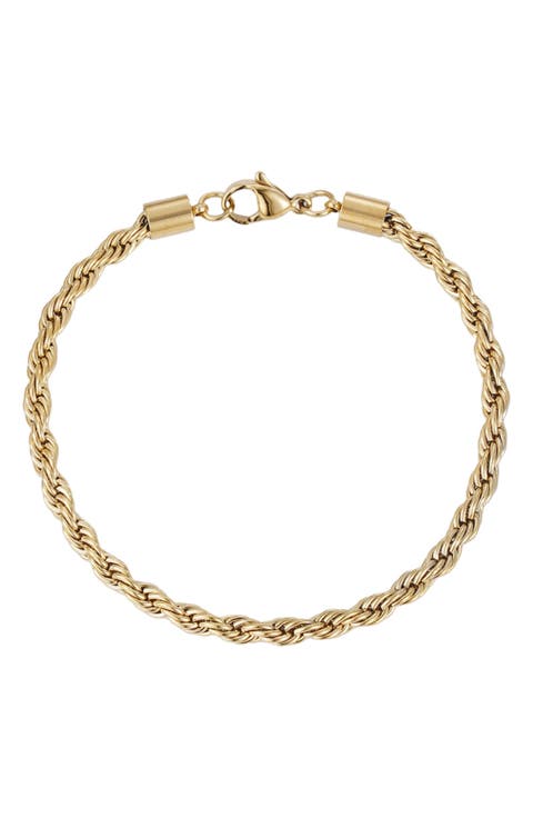 18K Gold Plated Stainless Steel Rope Chain Bracelet
