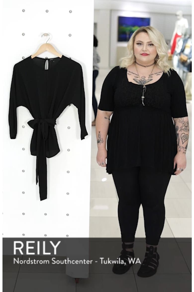 Gibson Dolman Sleeve Tie Back Stretch Crepe Blouse video