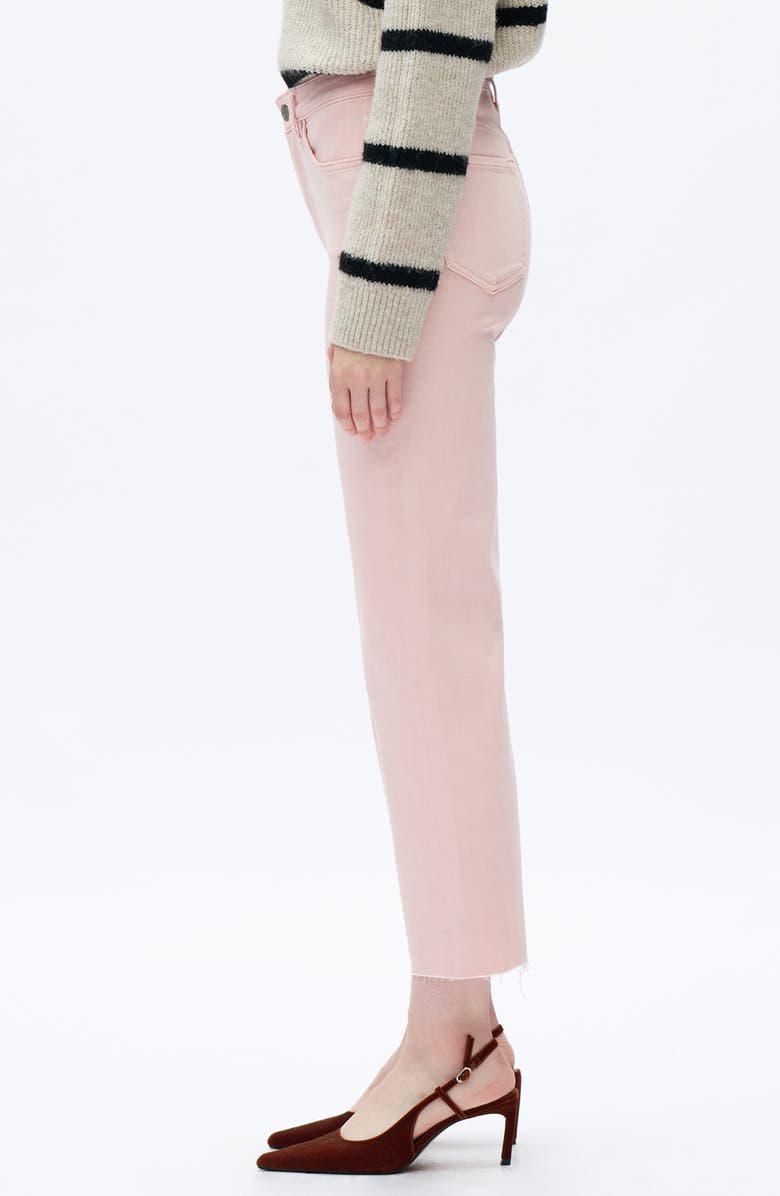 Bayeas Raw Hem High Waist Crop Relaxed Straight Leg Jeans, Alternate, color, Pink