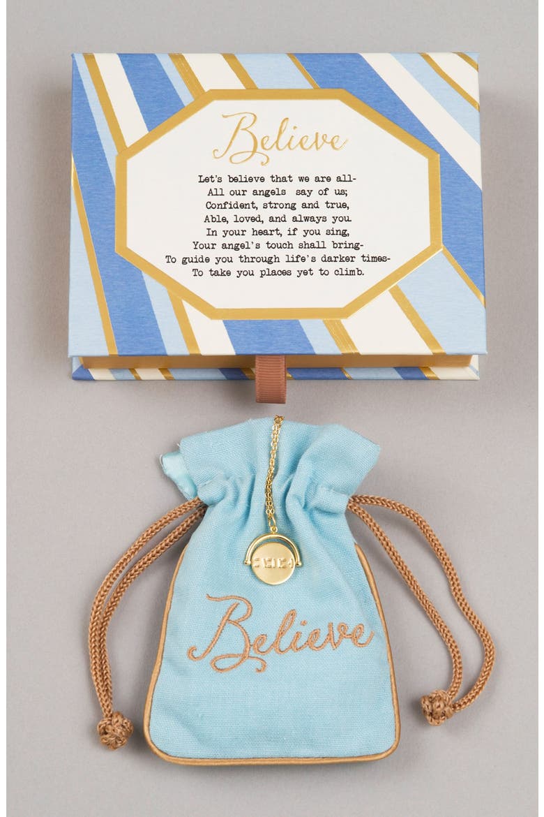 Love Love Code Charm Necklace, Alternate, color, BELIEVE/ GOLD