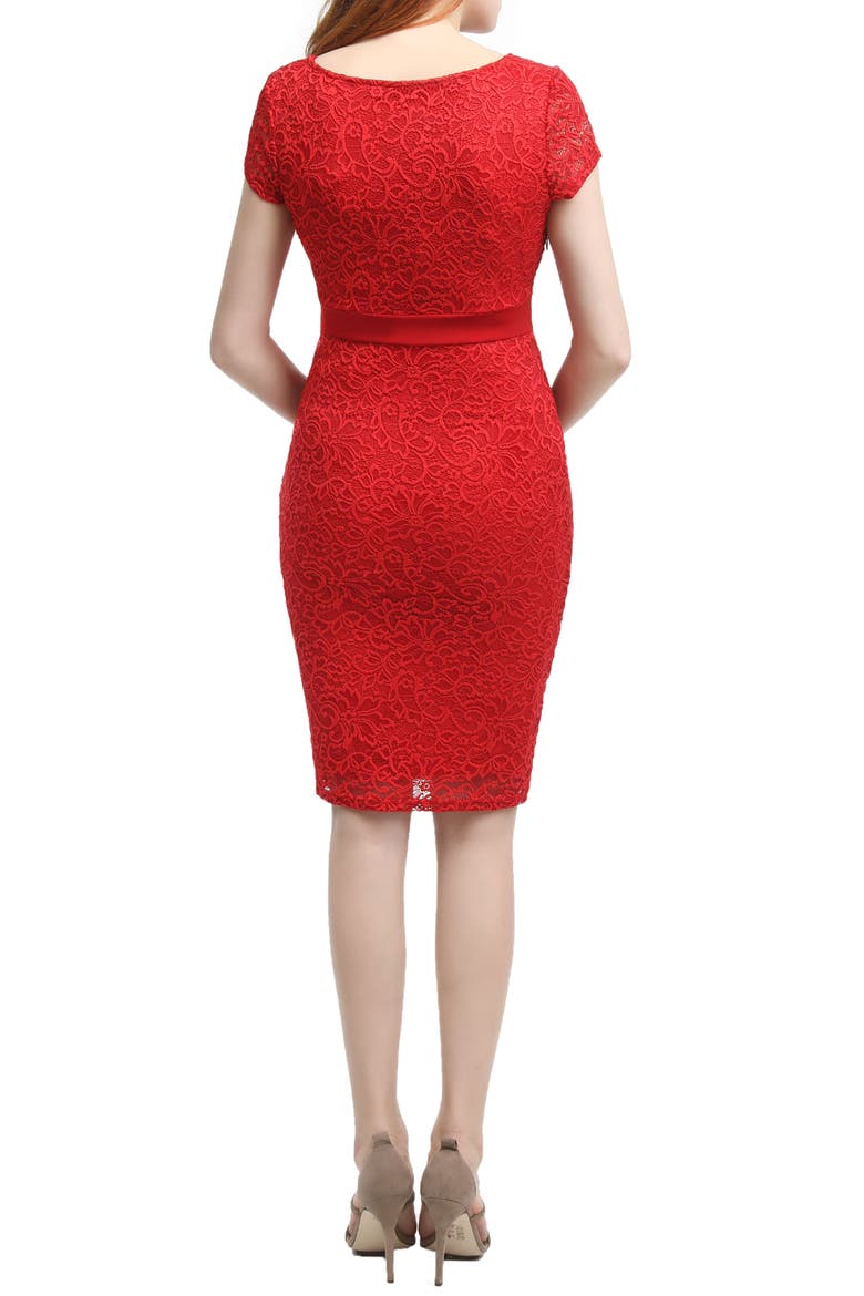 Nancy Stretch Lace Maternity Dress, Alternate, color, RED