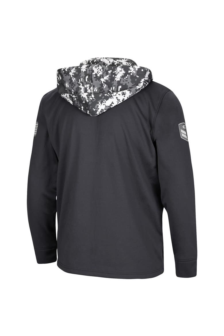 Men's Colosseum Charcoal Indiana Hoosiers OHT Military Appreciation Digital Camo Quarter-Zip Hoodie, Alternate, color, Charcoal
