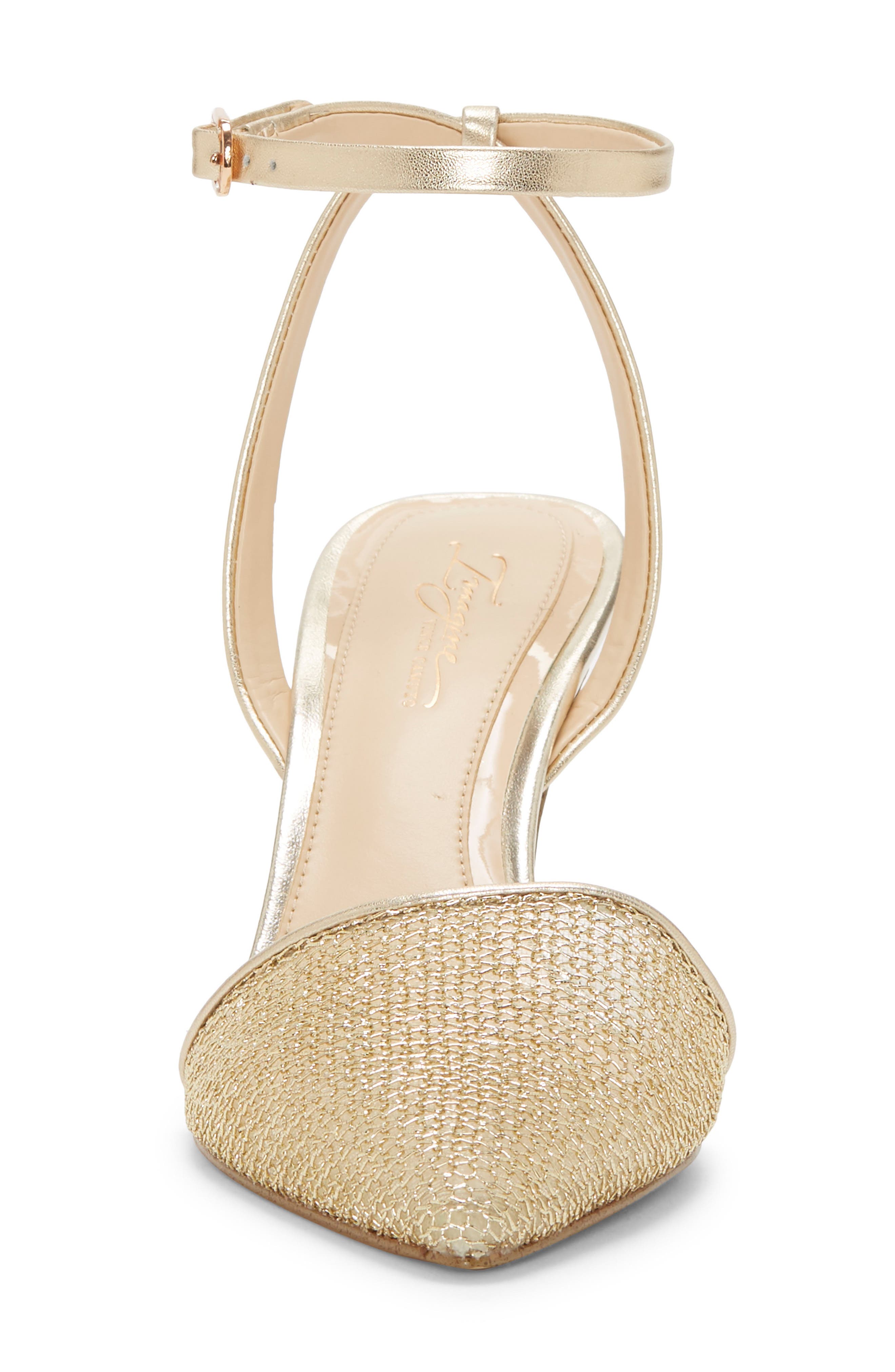 Imagine Vince Camuto Maive Mesh Pointy Toe Pump, Alternate, color, SOFT GOLD SATIN