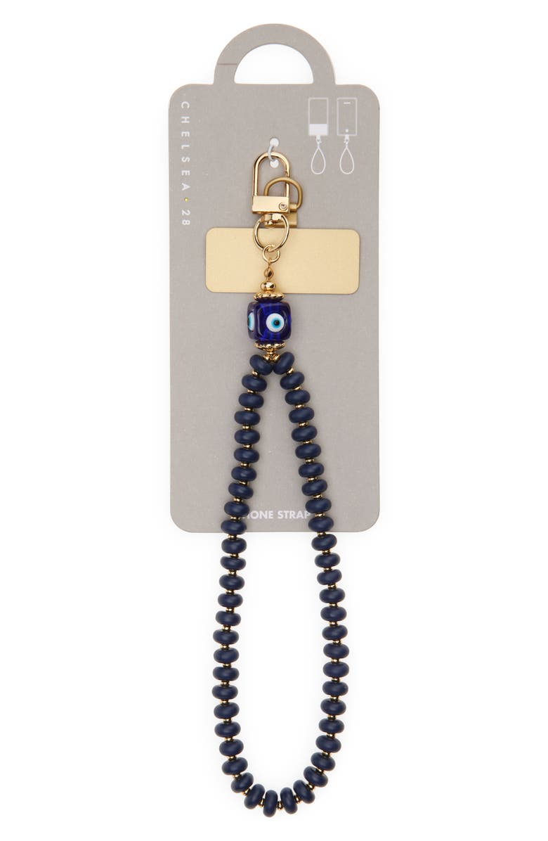Chelsea28 Evil Eye Beaded Phone Wrist Strap, Alternate, color, Blue- Gold