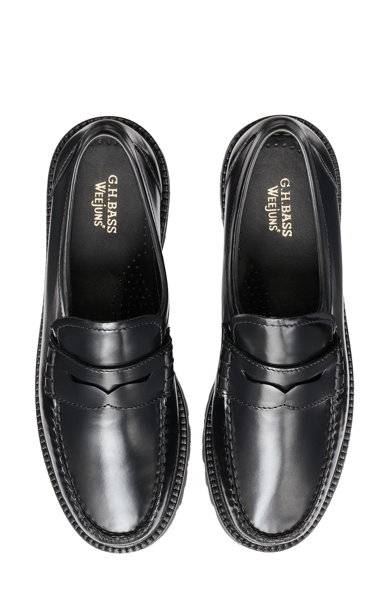 G.H.BASS Grace Super Lug Sole Penny Loafer, Alternate, color, Black