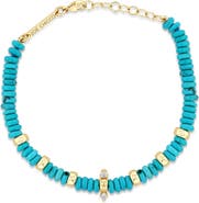 Zoë Chicco Turquoise & Rondelle Gold Bead Bracelet with Diamonds