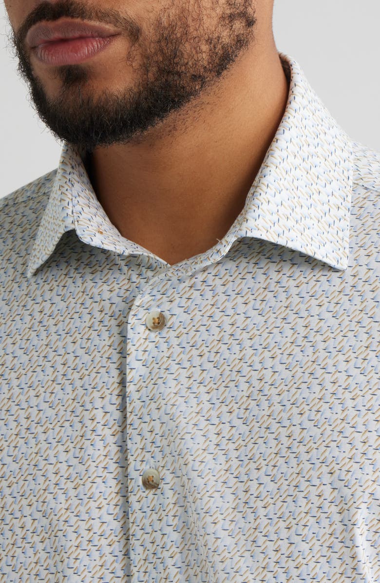 Bugatchi James OoohCotton<sup>®</sup> Sailboat Print Button-Up Shirt, Alternate, color, Caramel