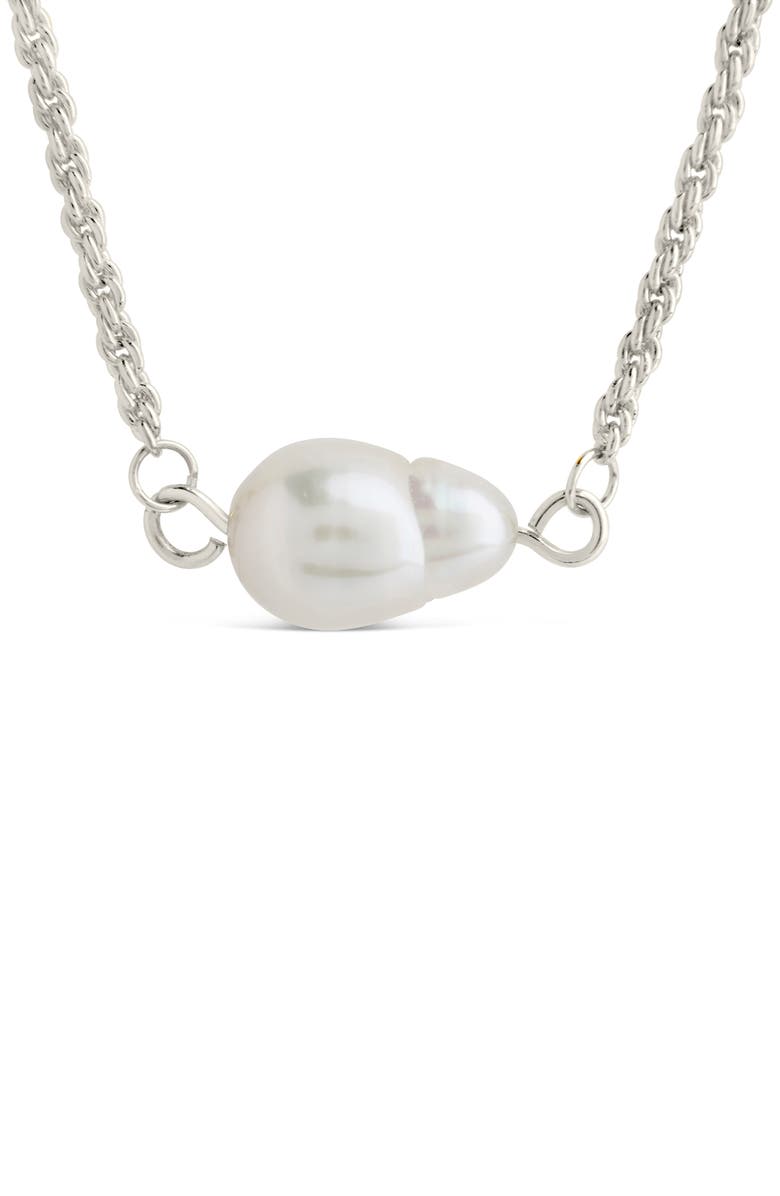 Sterling Forever Elyse Freshwater Pearl Pendant Necklace, Alternate, color, Silver