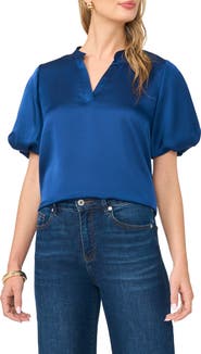 Vince Camuto Puff Sleeve Satin Top