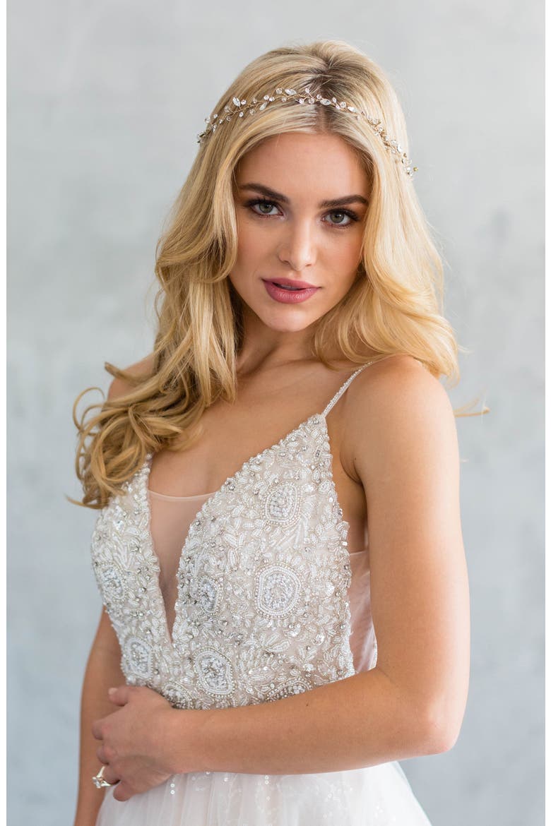 Lucina Crystal Halo & Sash, Alternate, color, GOLD