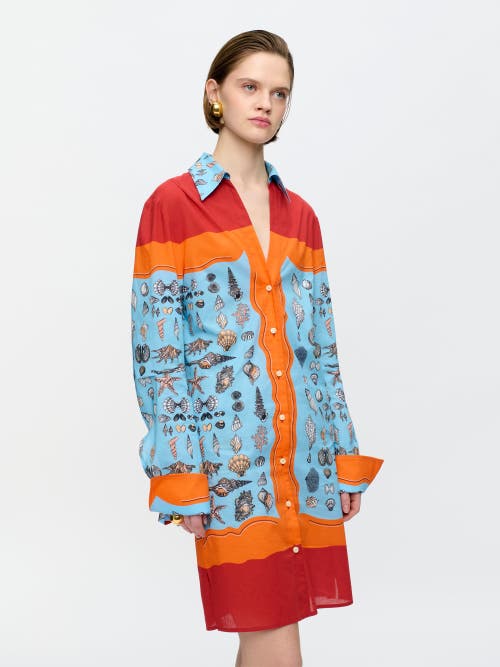 Callas Milano Charisse Shell-print Cotton Shift Shirtdress In Multi