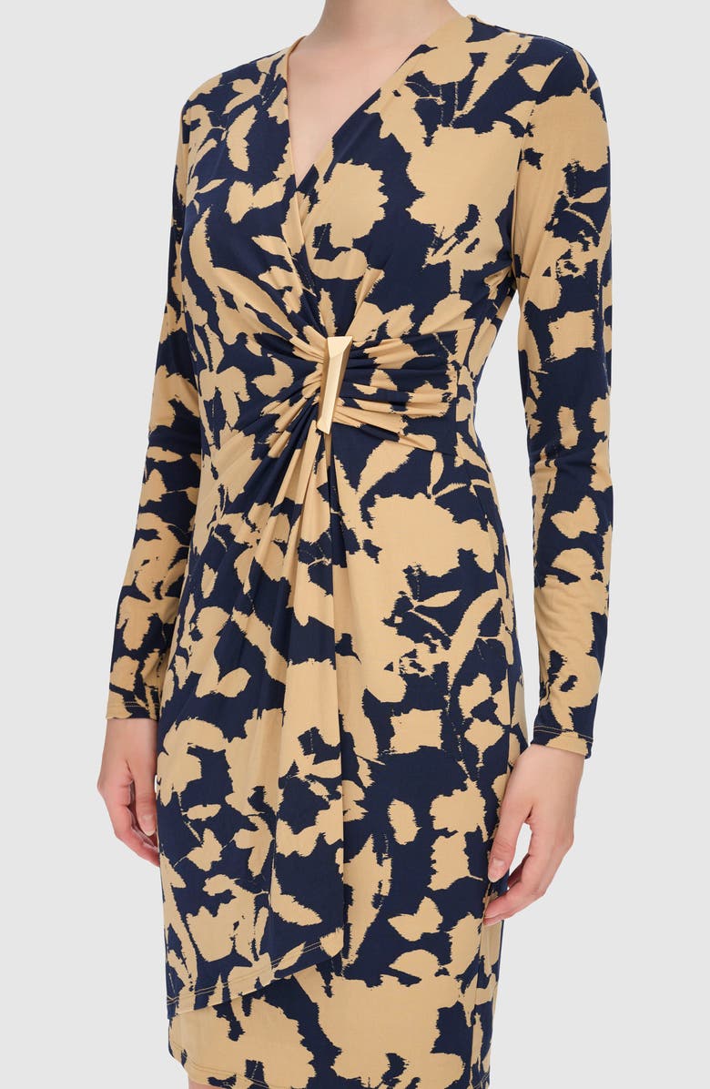 Calvin Klein Floral Long Sleeve Side Bar Dress, Alternate, color, 