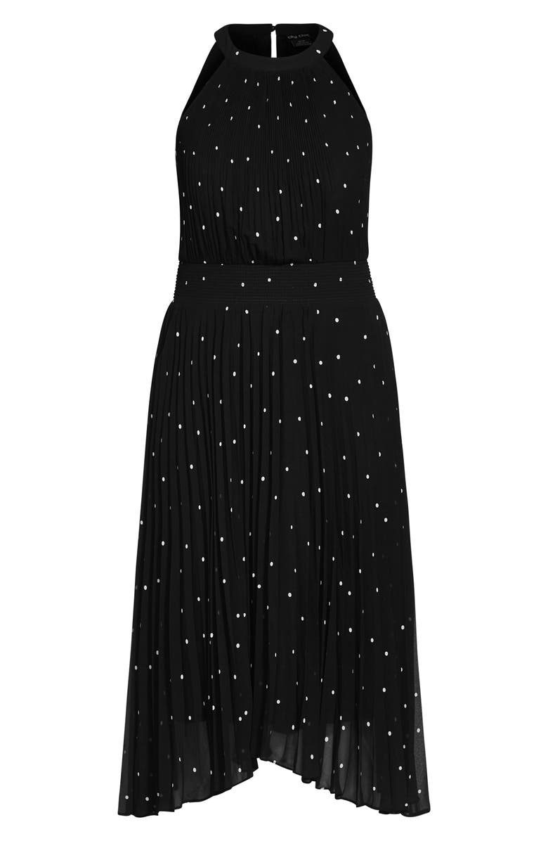 City Chic Pleated Spot Midi Dress, Alternate, color,