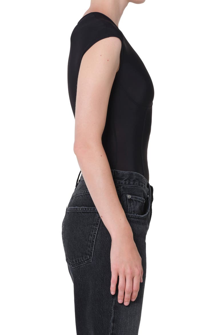 Nadia Cap Sleeve Bodysuit, Alternate, color, BLACK