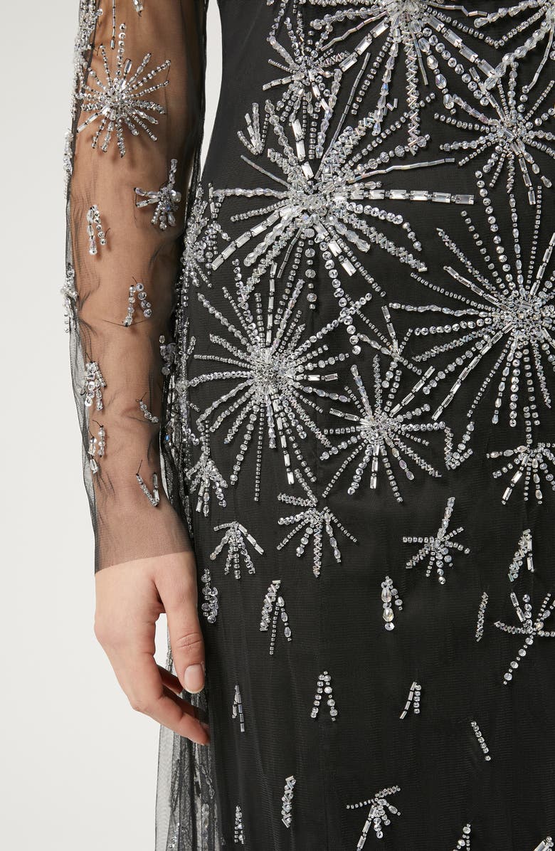 Marina Rinaldi Polka Embroidered Tulle Long Sleeve Gown, Alternate, color, 