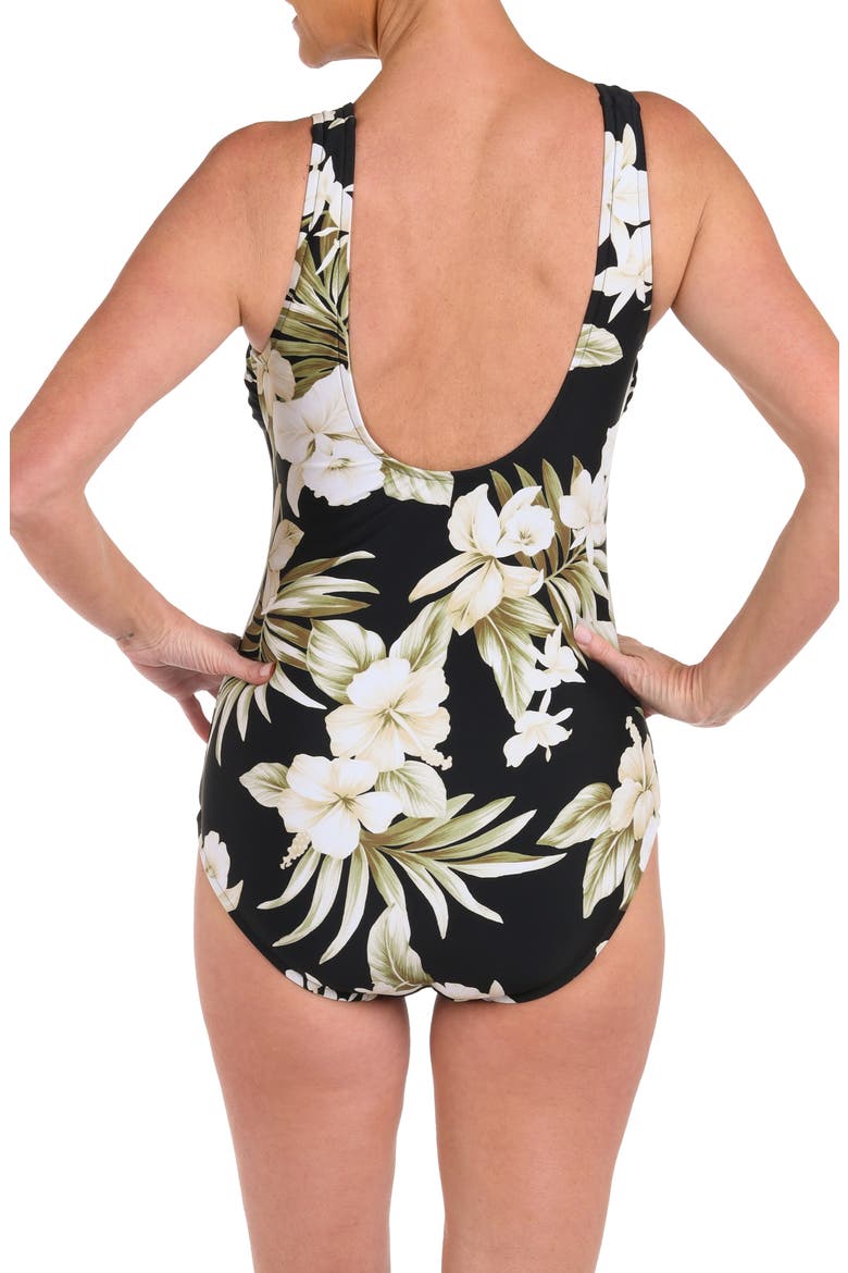 High Neck One-Piece Swimsuit, Alternate, color, BLACK
