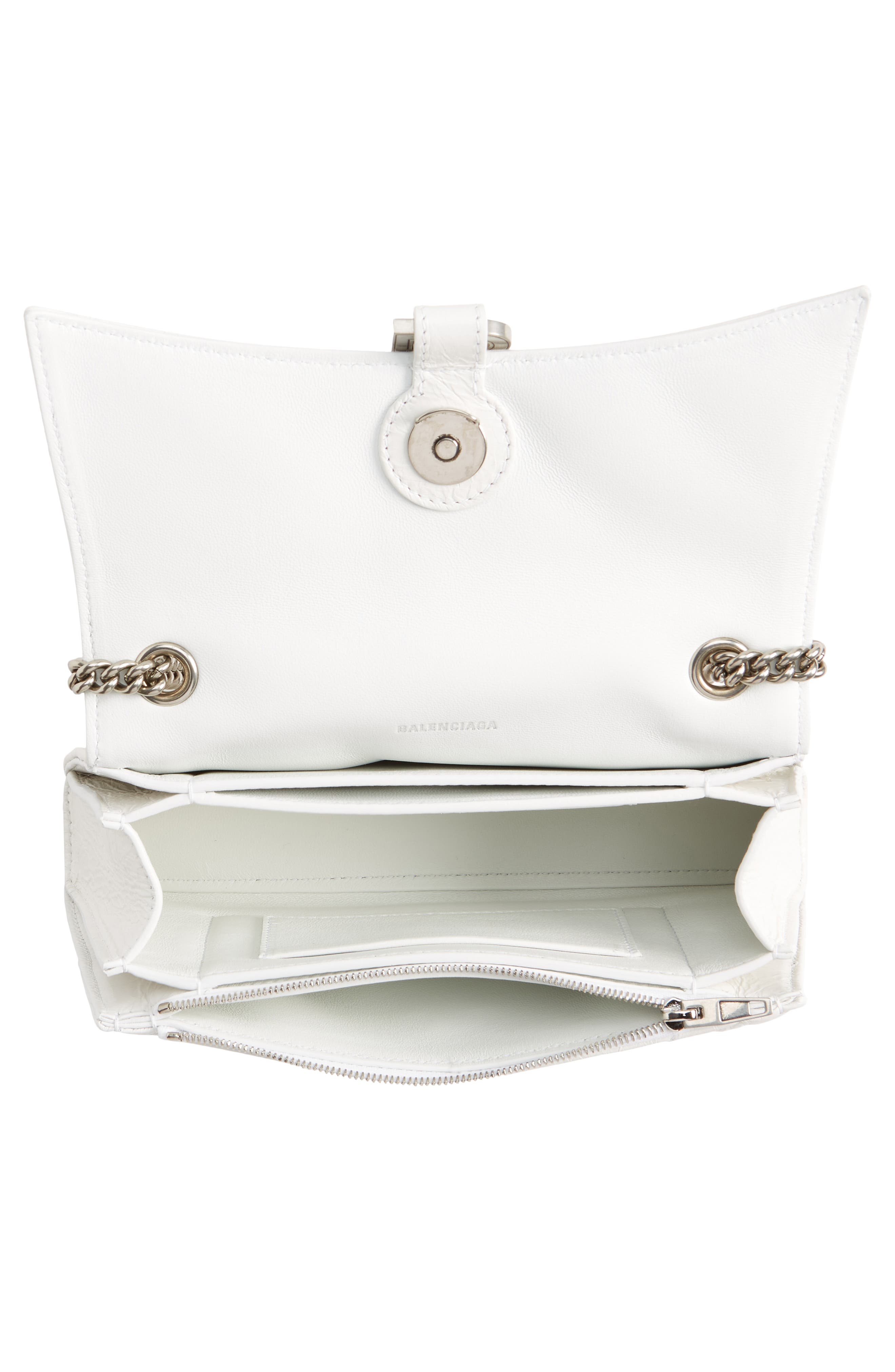 Balenciaga Crush Quilted Crinkle Leather Wallet on a Chain, Alternate, color, 