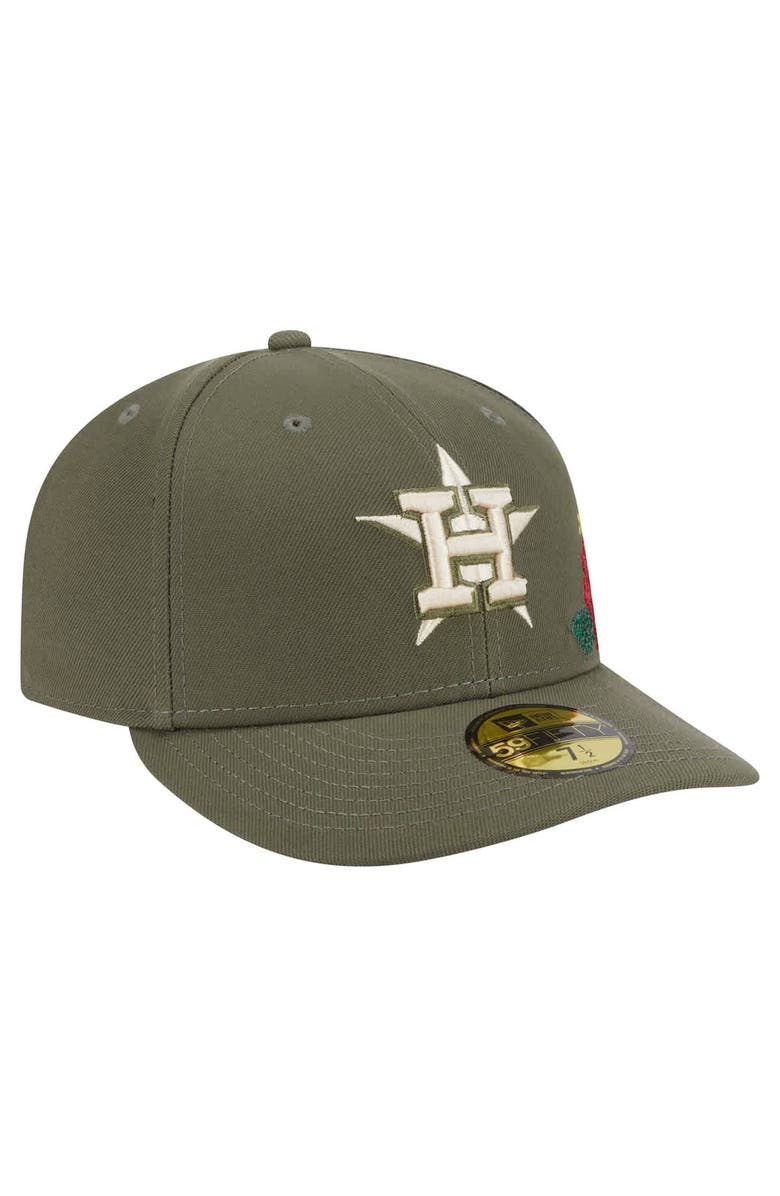 New Era Men's New Era Olive Houston Astros Tonal Florals 59FIFTY Fitted Hat, Alternate, color, 