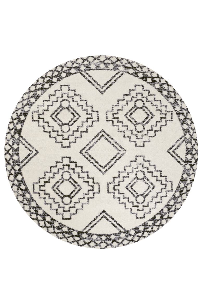 Amir Moroccan Beni Souk Round Area Rug, Main, color, Cream/Black