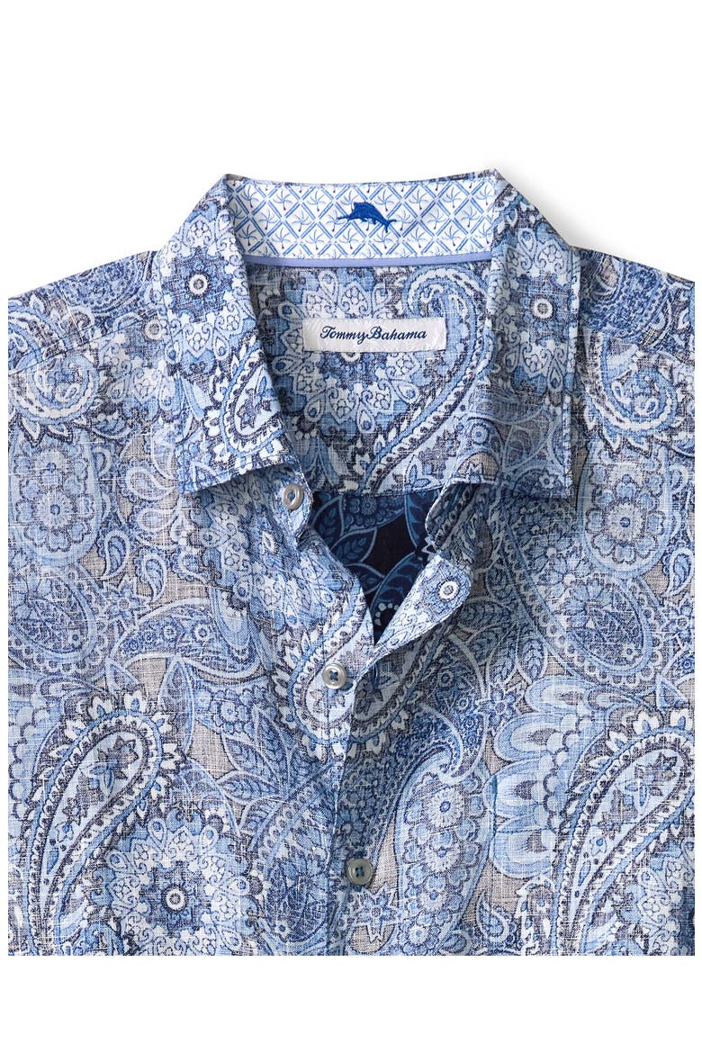Blue Seas Medallion Paisley Print Button-Up Shirt, Alternate, color, BERING BLUE