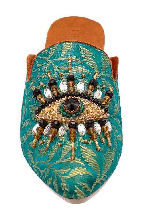 Fuchsia The Good Eye Embroidered Mule In Green