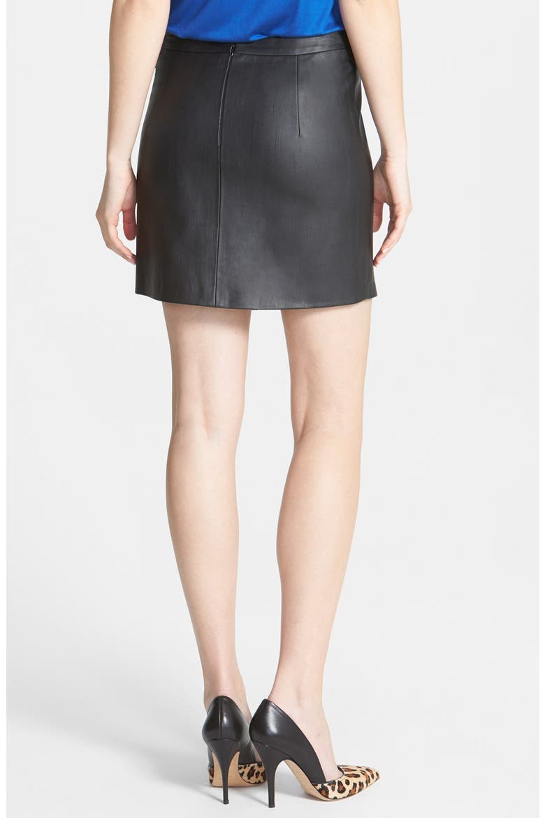 Faux Leather Moto Miniskirt, Alternate, color, RICH BLACK
