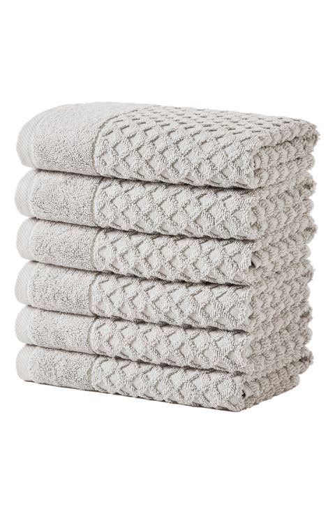 Diamond Waffle Texture 6-Pack Hand Towel Set