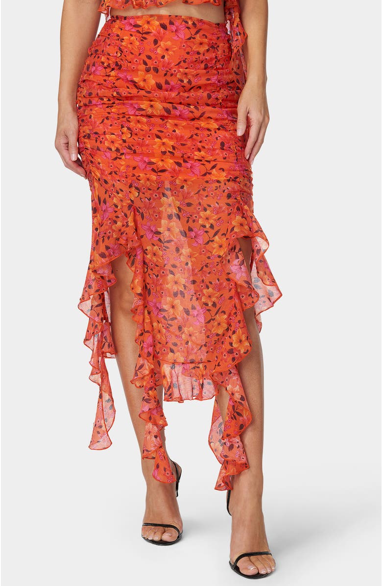 bebe Ruffle Fringe Skirt, Alternate, color, Vibrant Desert Flowers