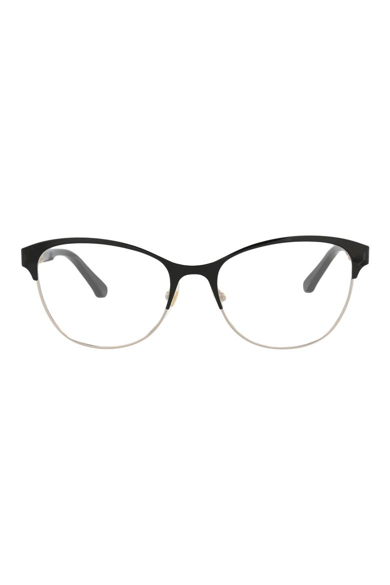 53mm Half Rim Optical Glasses, Main, color, BLACK BLACK TRANSPARENT