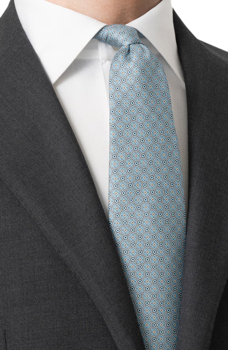 Eton Medallion Silk Tie, Alternate, color, Light Blue
