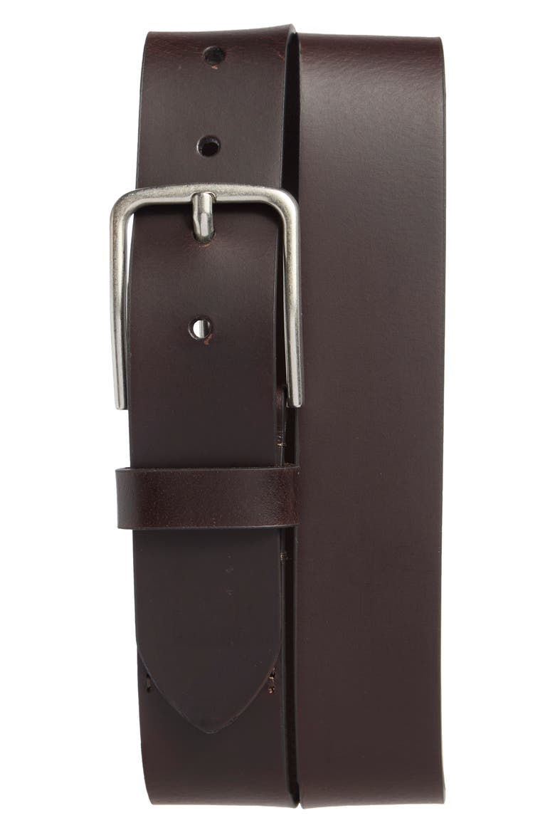 Leather Belt, Main, color, BROWN