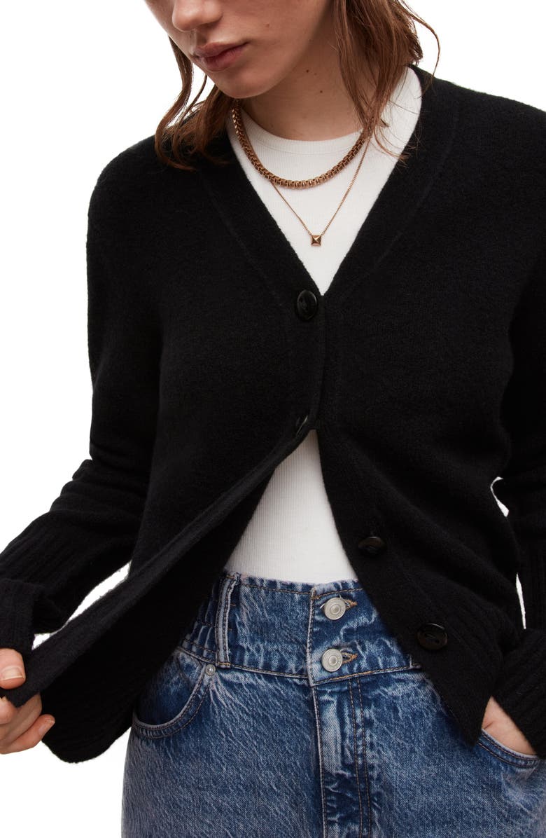 AllSaints Rufa Wool Blend Cardigan, Alternate, color,