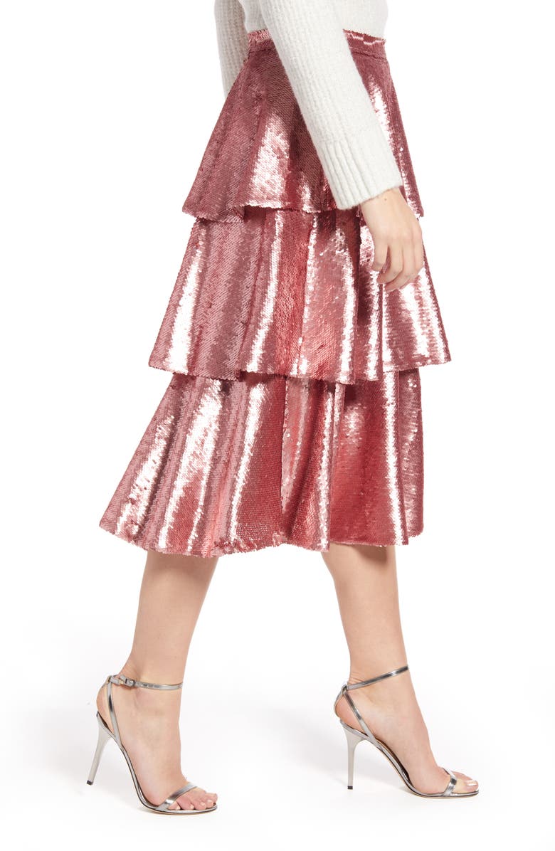 Rachel Parcell Tiered Sequin Skirt, Alternate, color, 