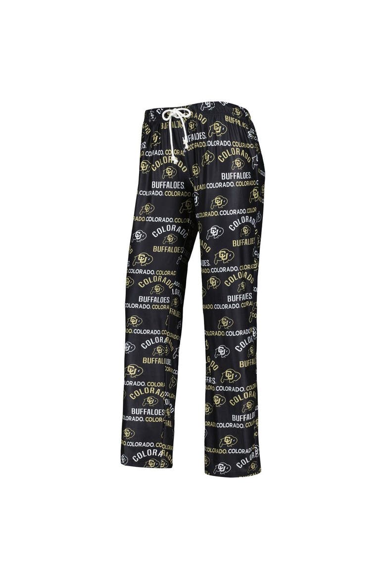 Women's Concepts Sport Black/White Colorado Buffaloes Breakthrough Allover Print Long Sleeve V-Neck T-Shirt and Pants Sleep Set, Alternate, color, Black