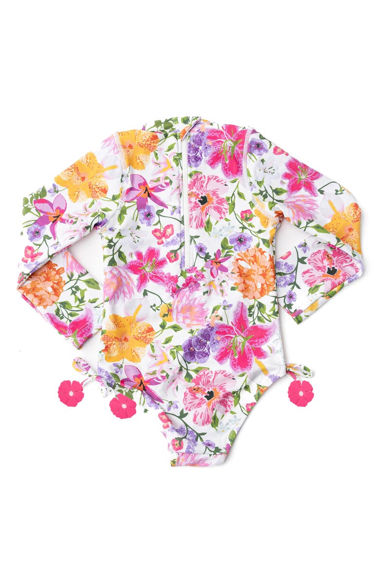 Shade Critters Kids' Summer Garden Long Sleeve One-Piece UPF 50+ Rashguard Swimsuit, Alternate, color, Green Multi